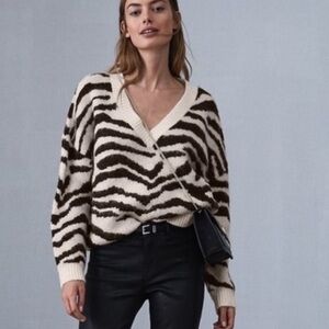 Reiss Zebra Print V-Neck Sweater